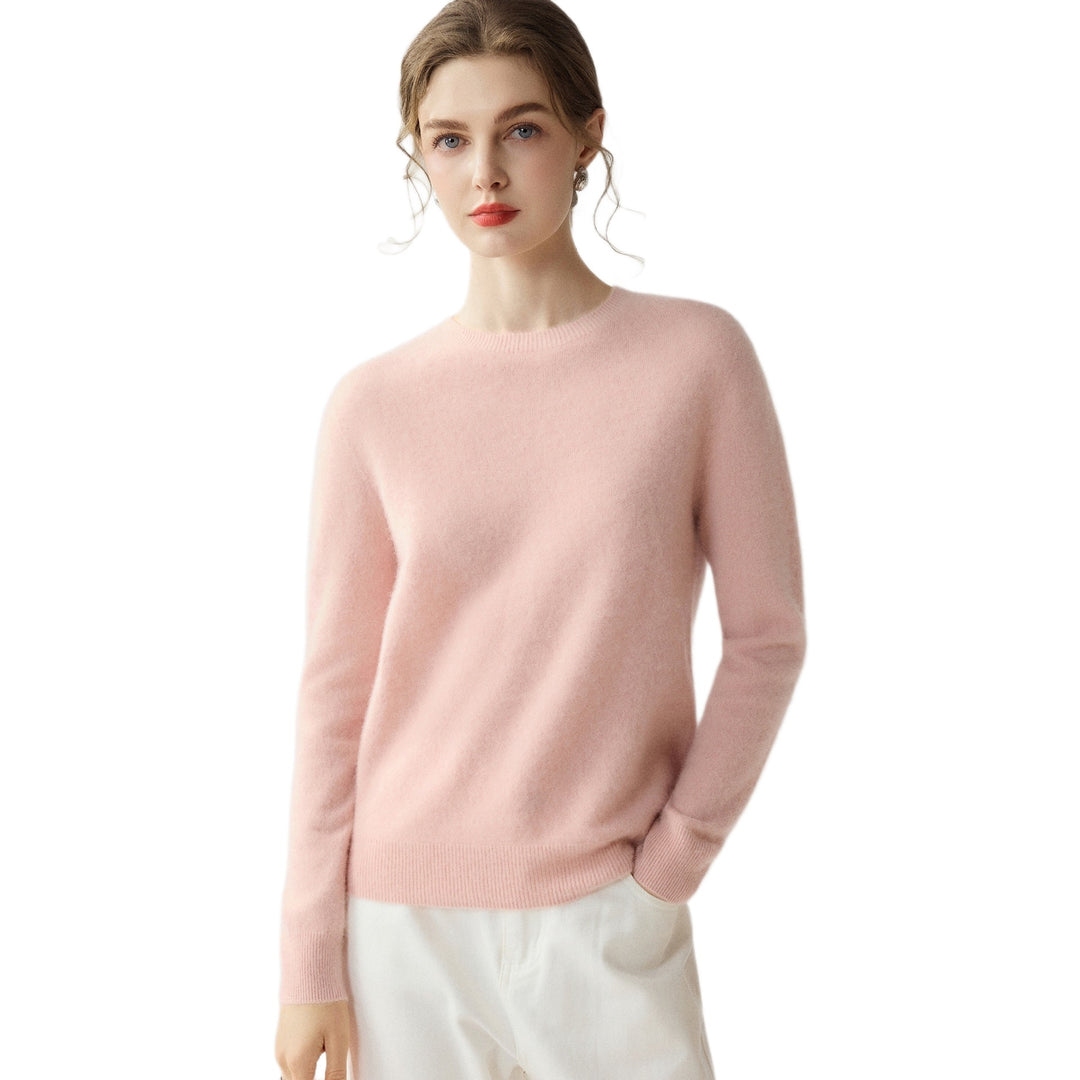 Damen Leichter Rundhalspullover aus Kaschmir‑Look mit extrafeinem Flor und geripptem Saum Drune