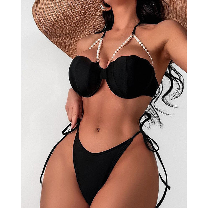 Damen Bikinioberteil mit muschelförmigem Design und Perlenschnürung Drune