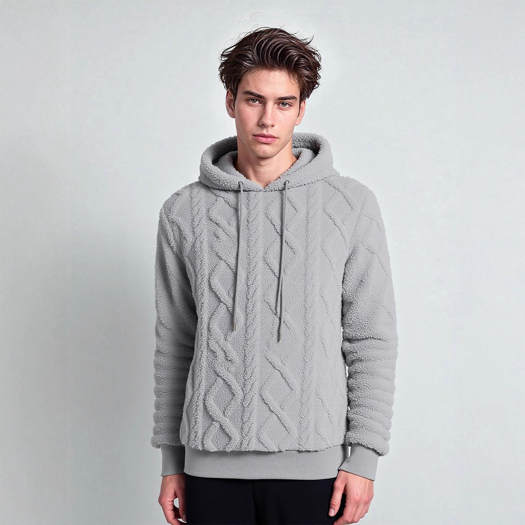 Herren Teddy-Fleece-Hoodie mit diamantstruktur, gefütterter Kapuze und weichen Rippbündchen Drune