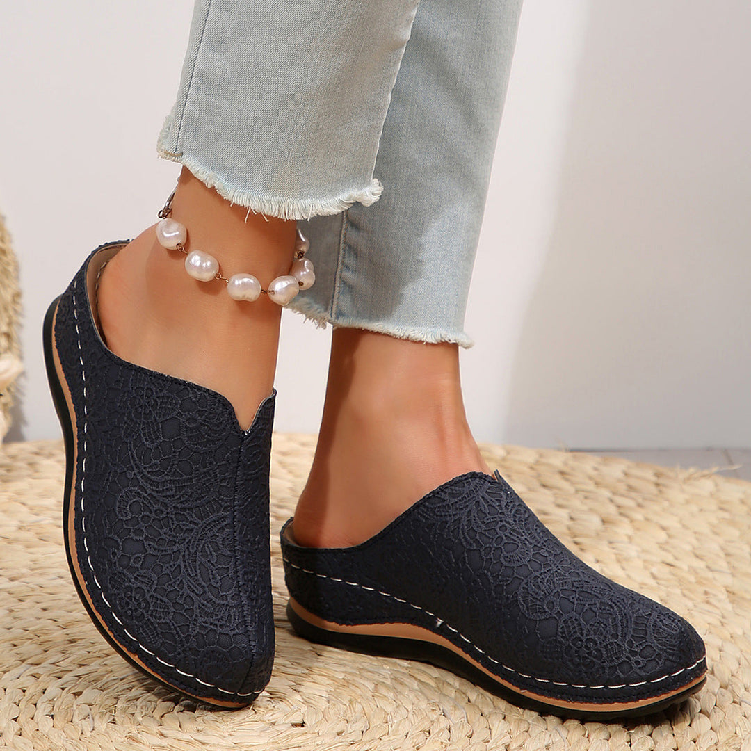 Damen Komfortable Clogs mit eleganter Spitzenstruktur und ergonomischem Fußbett Drune