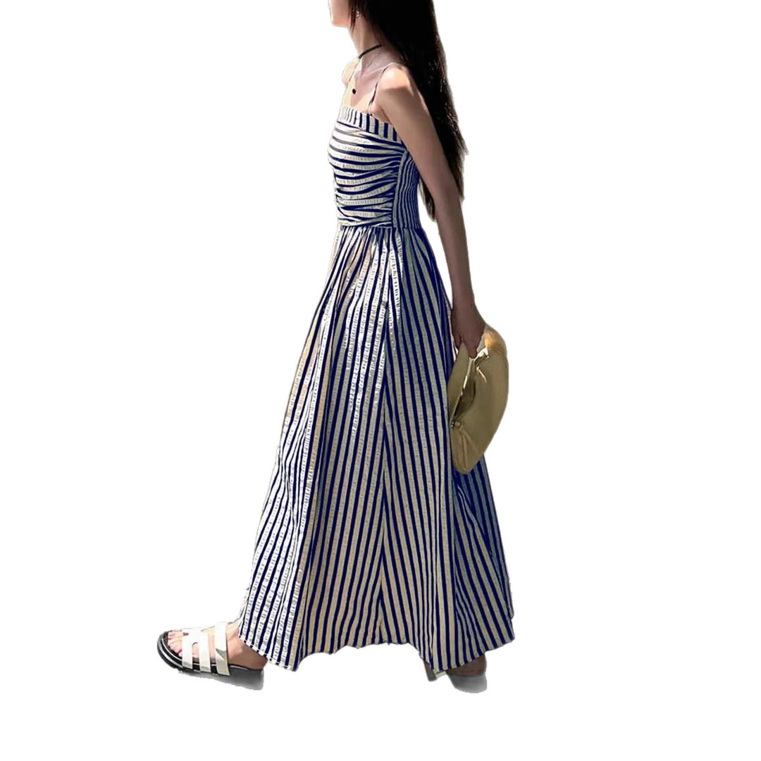 Damen Maxikleid mit schmalen Trägern und raffinierten Falten Drune