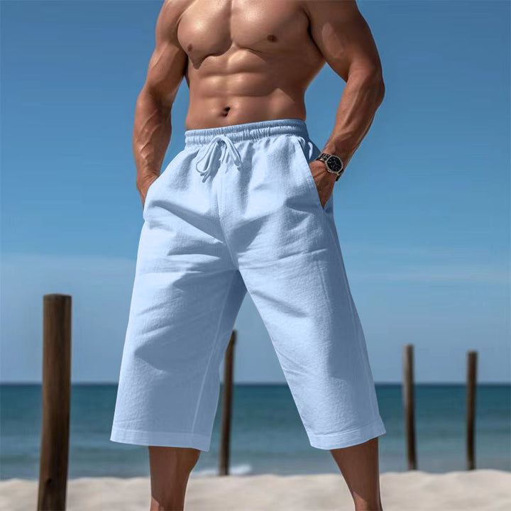 Herren nan lässige knielange Bermuda-Shorts mit elastischem Bund und Tunnelzug Drune