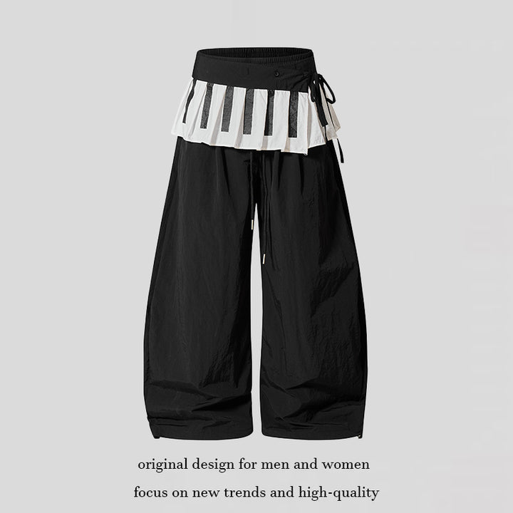 Damen Weite Culotte-Hose mit Volantbund, Tunnelzug und Ballonbein Drune
