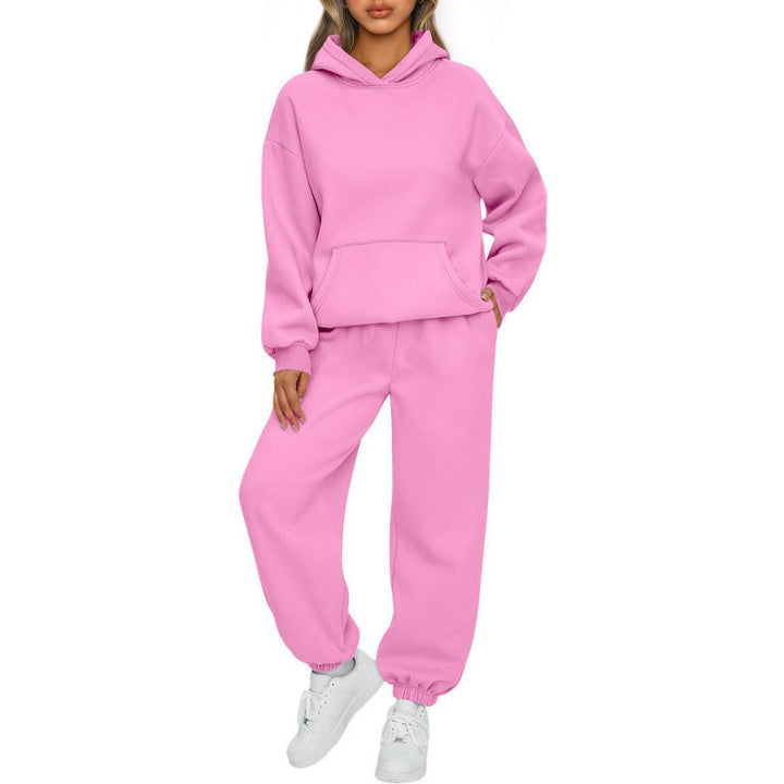 Damen nan Oversize Kapuzenpullover und Fleece Jogginghose Set mit Kängurutasche Drune