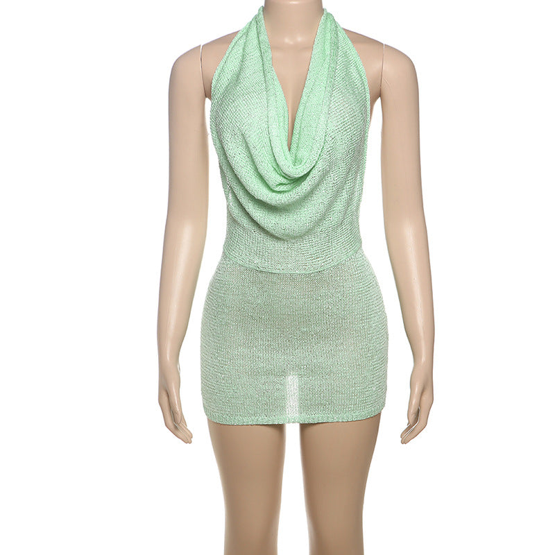 Damen Schulterfreies Minikleid mit lässigem Oversized-Ausschnitt und Glitzerakzenten Drune
