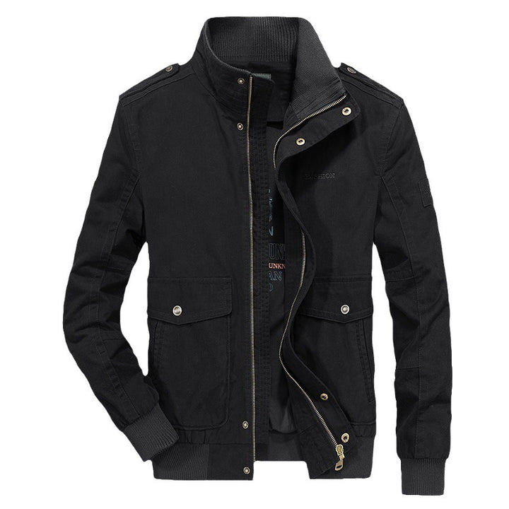 Herren Vintage-Canvas-Blouson mit hochschließendem Stehkragen und aufgesetzten Klappentaschen Drune