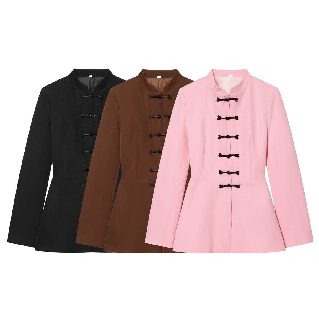 Damen Jacke mit Stehkragen und chinesischen Knebelverschlüssen Drune