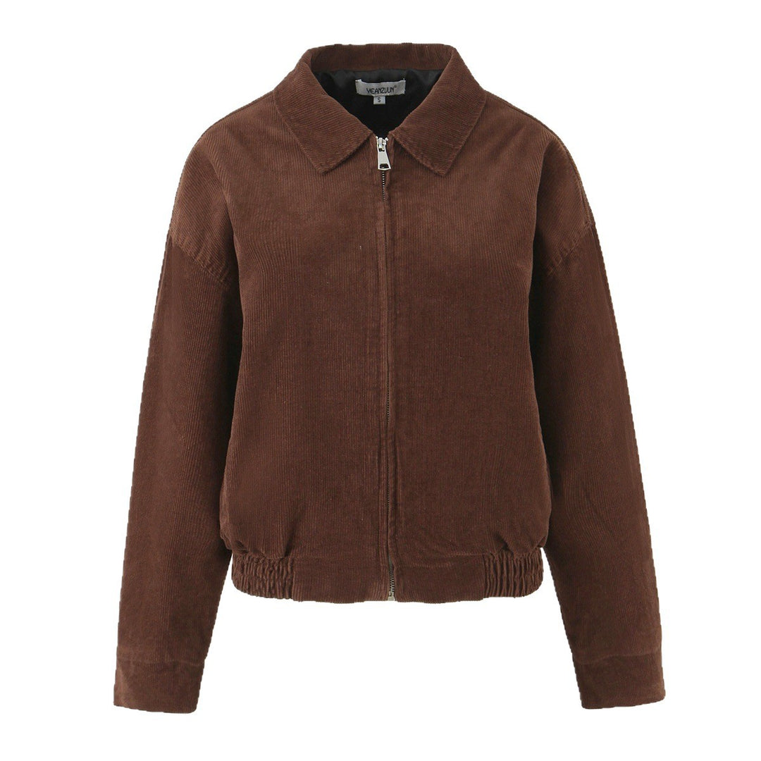 Damen Kurz geschnittene Cordblouson-Jacke mit Reißverschluss Drune