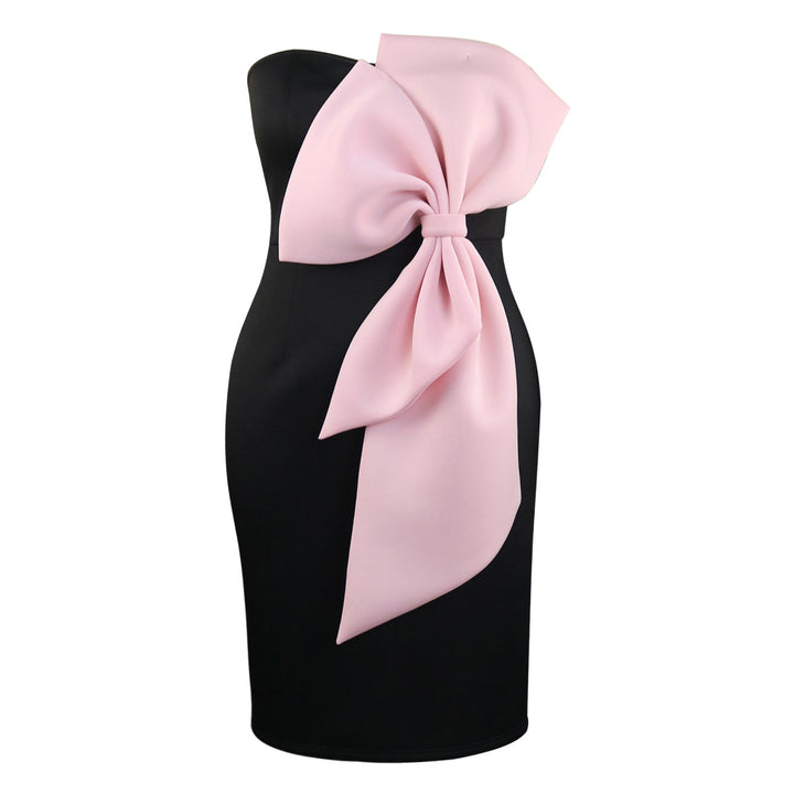Damen Elegantes Wickelkleid mit übergroßer Schleifenapplikation Drune