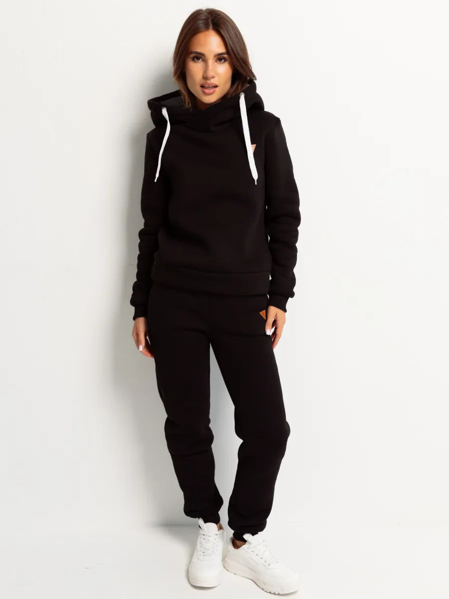 Damen Loungewear-Set mit Schalkragen-Hoodie und taillierter Jogginghose Drune