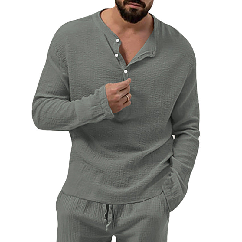 Herren Langarmshirt mit Knopfleiste Drune