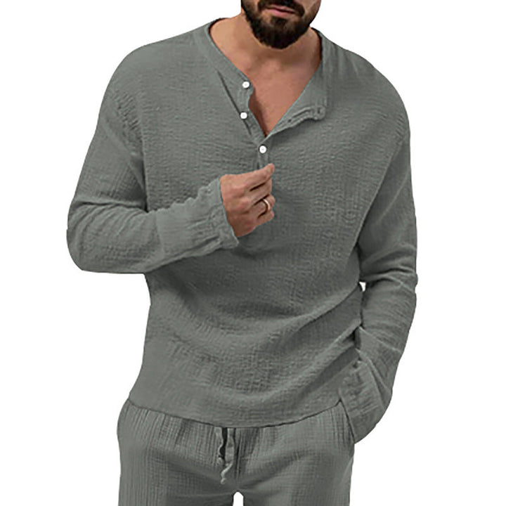 Herren Langarmshirt mit Knopfleiste Drune
