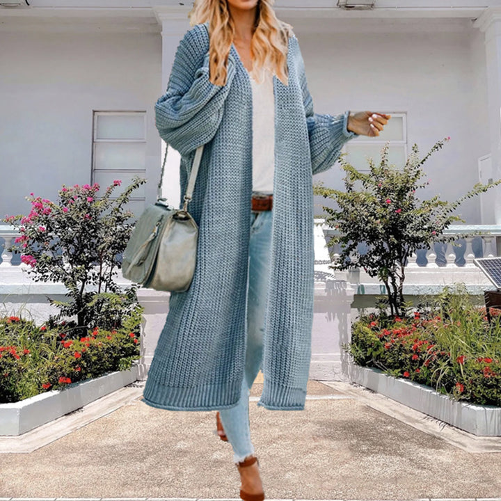 Damen Lange Strickjacke mit weit geschnittenen Ärmeln und strukturiertem Design Drune