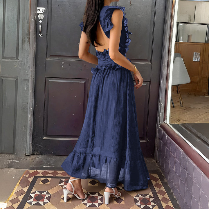 Damen Elegantes Wickelkleid mit Rüschendetails und taillierter Silhouette Drune