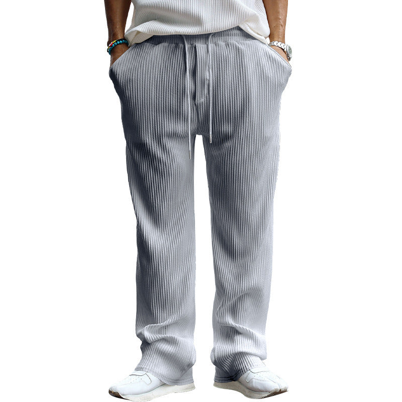 Herren lässige Freizeithose mit elastischem Bund und gepunktetem Textilmuster Drune