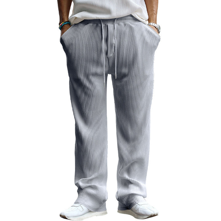 Herren lässige Freizeithose mit elastischem Bund und gepunktetem Textilmuster Drune
