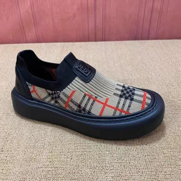 Herren Strick-Slip-on-Sneaker mit elastischem Schaft und dicker Plateau-Sohle Drune