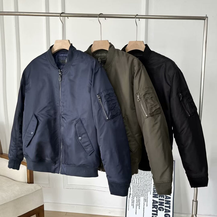 Damen zeitlose Kunstleder-Bomberjacke mit praktischen Taschen Drune