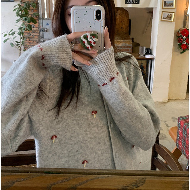 Damen Kuschelige Strickjacke mit detaillierter Gartengestaltung Drune