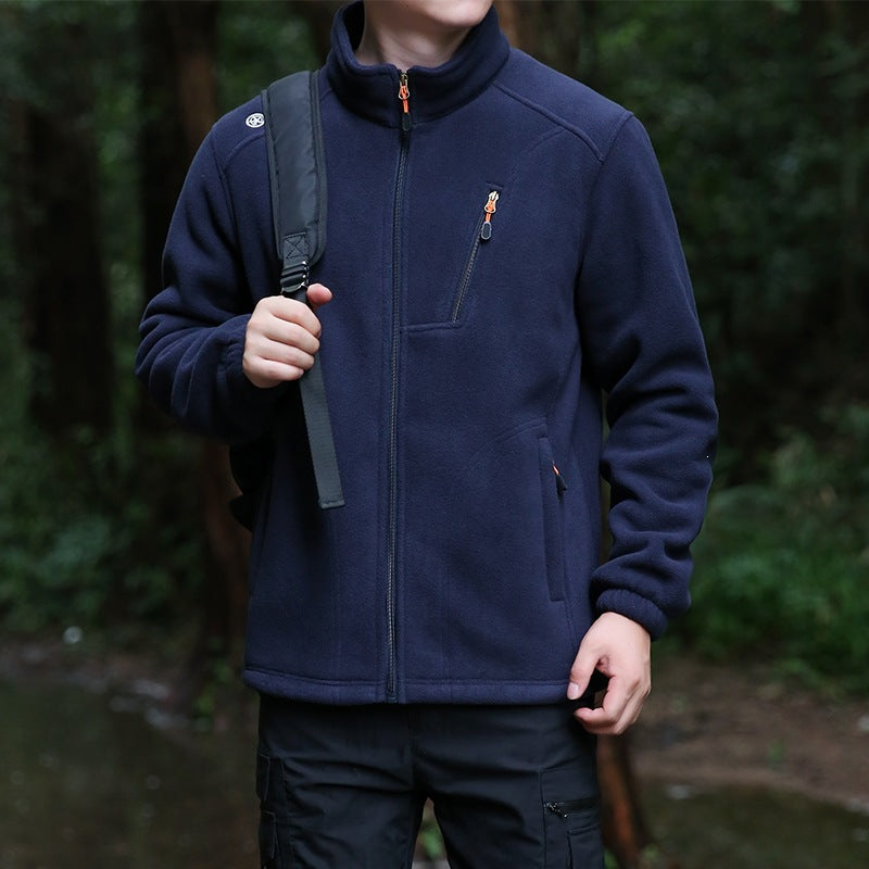 Herren Technische Fleecejacke mit Stehkragen, Brustreißverschluss & verstärkten Eingriffstaschen Drune