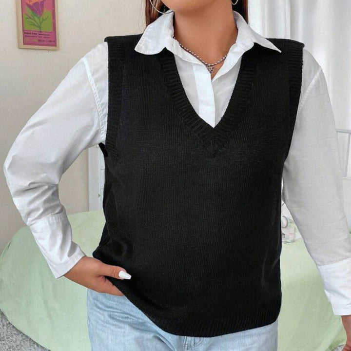 Damen Strickweste mit V-Ausschnitt und feinem Rippstrickmuster Drune