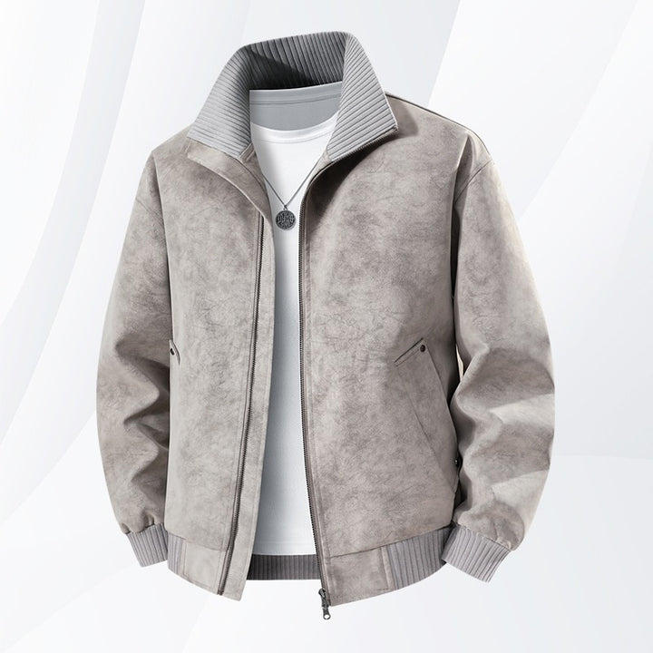 Herren Velours‑Imitat Bomberjacke mit Stehkragen, Thermofutter & Reißverschluss Drune