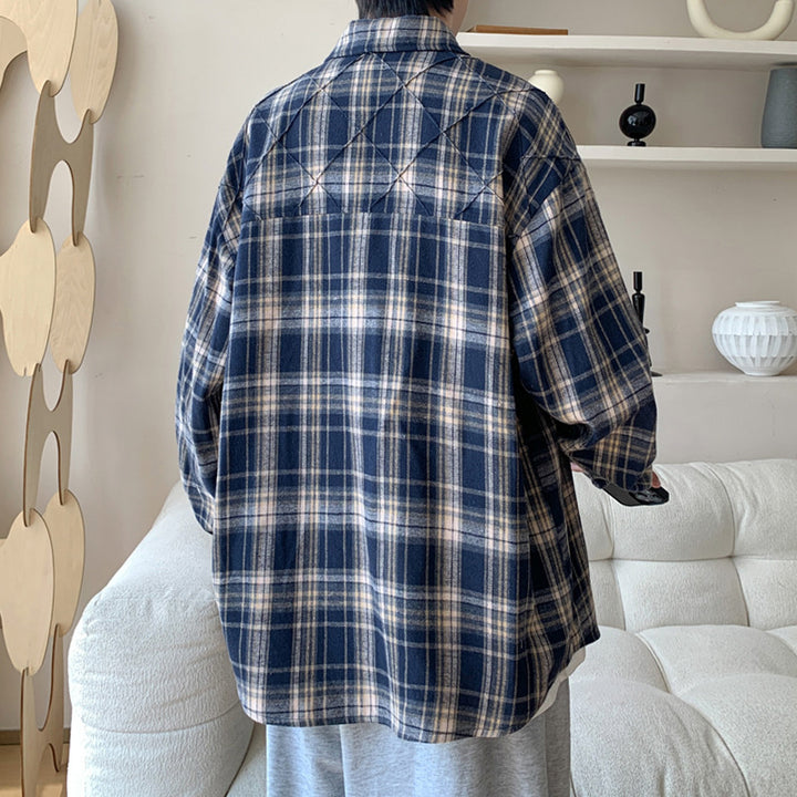 Damen Lässige Karomuster Overshirt Drune