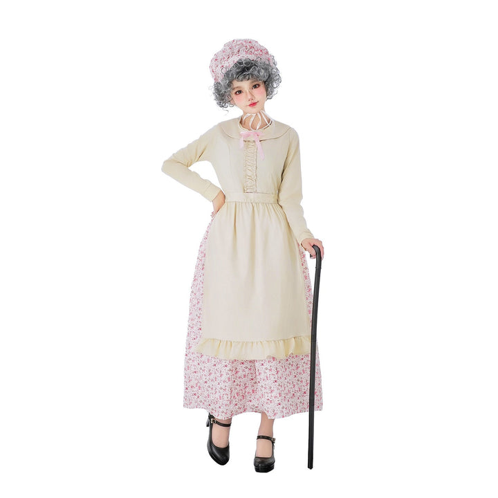 Damen Vintage-Älteren Kostüm mit Blumenmuster und Rüschendetails Drune