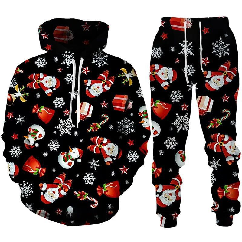 Damen Festlicher Kapuzenpullover mit lustigem Weihnachtsmotiv Drune