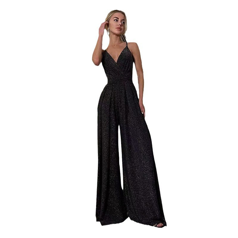 Damen Glamouröser Jumpsuit mit weitem Bein und schimmerndem Effekt Drune