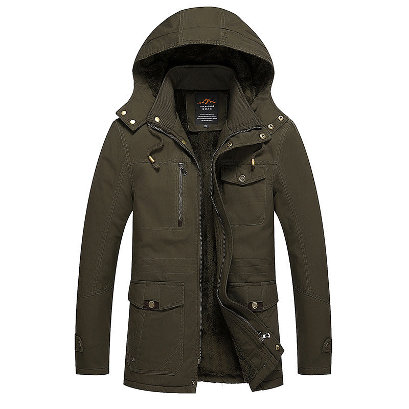 Herren Utility-Parka mit kuscheliger Sherpa‑Fütterung, Kapuze und Cargo‑Taschen Drune