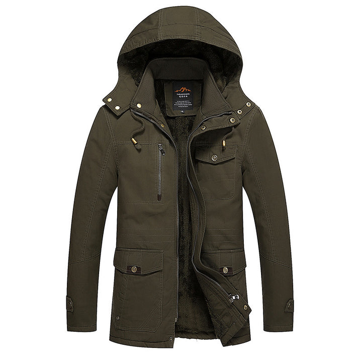 Herren Utility-Parka mit kuscheliger Sherpa‑Fütterung, Kapuze und Cargo‑Taschen Drune
