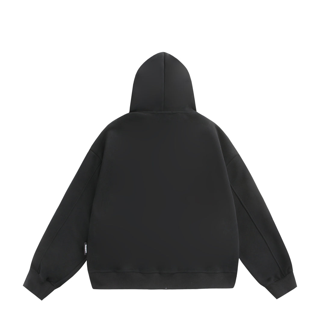 Unisex Kapuzen-Sweatjacke mit Doppelreißverschluss und Ziernaht-Panel Drune