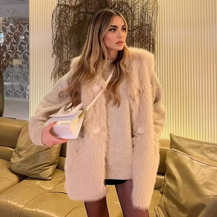 Damen Flauschige Weste mit raffinierten Schnallen Drune