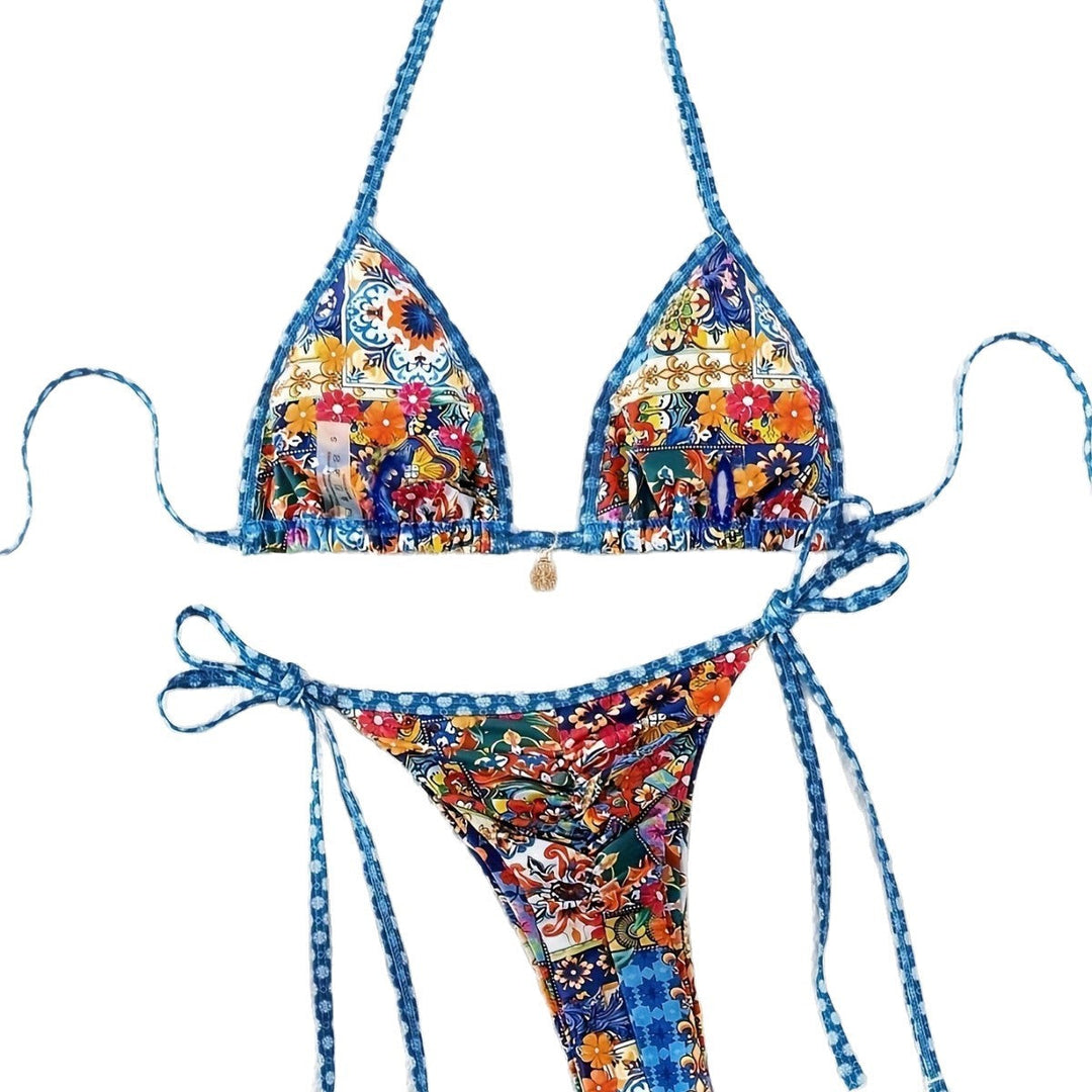 Damen Triangel-Bikini-Set mit floralem Muster Drune