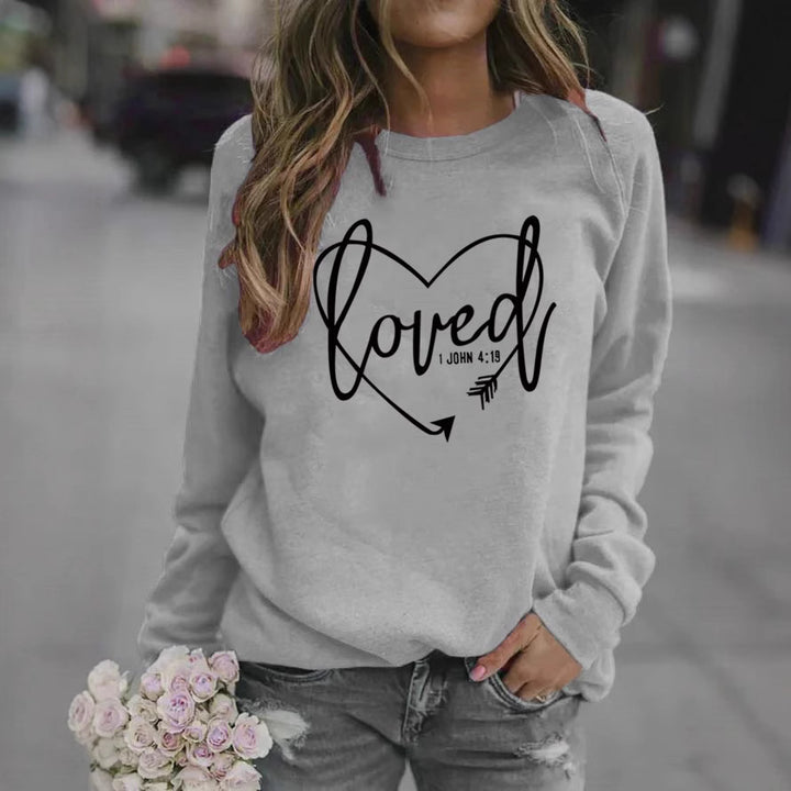 Damen Sweatshirt mit herzförmigem Aufdruck und inspirierender Botschaft Drune