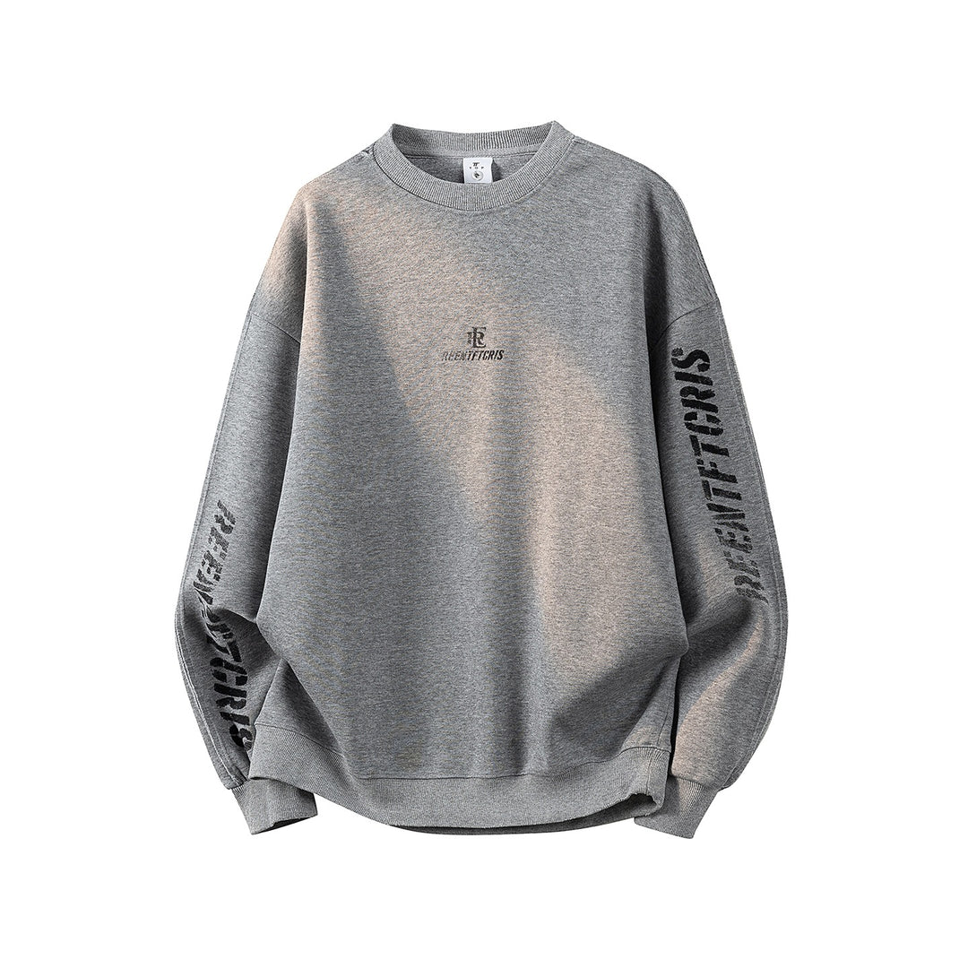 Damen Oversize-Sweatshirt mit gesticktem Schriftzug, abgerundetem Saum & überschnittener Schulter Drune