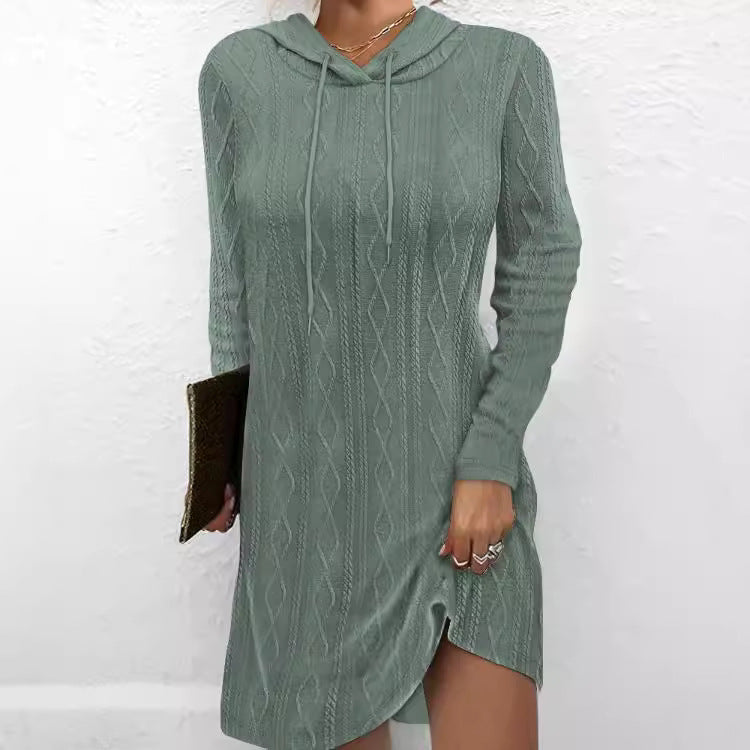 Damen Hoodie-Kleid mit Struktur und seitlichem Schlitz Drune