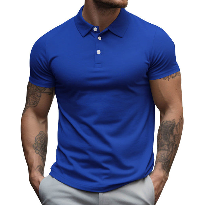 Herren nan tailliertes elastisches Piqué-Poloshirt mit klassischem Kragen Drune
