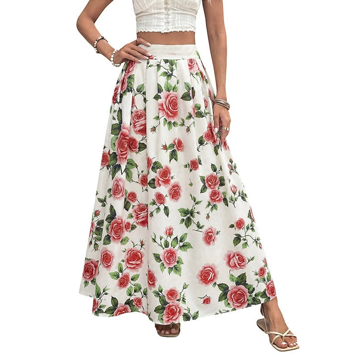 Damen Hochwertiger Maxirock mit floralen Mustern Drune