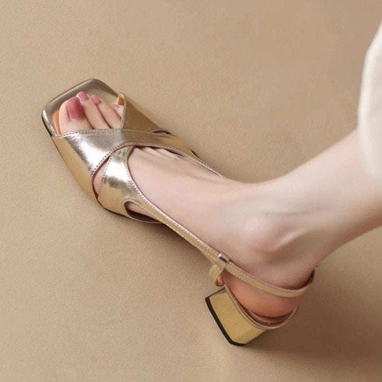 Damen Slingback Sandalen mit modischem Kreuzband-Design und komfortablem Blockabsatz Drune