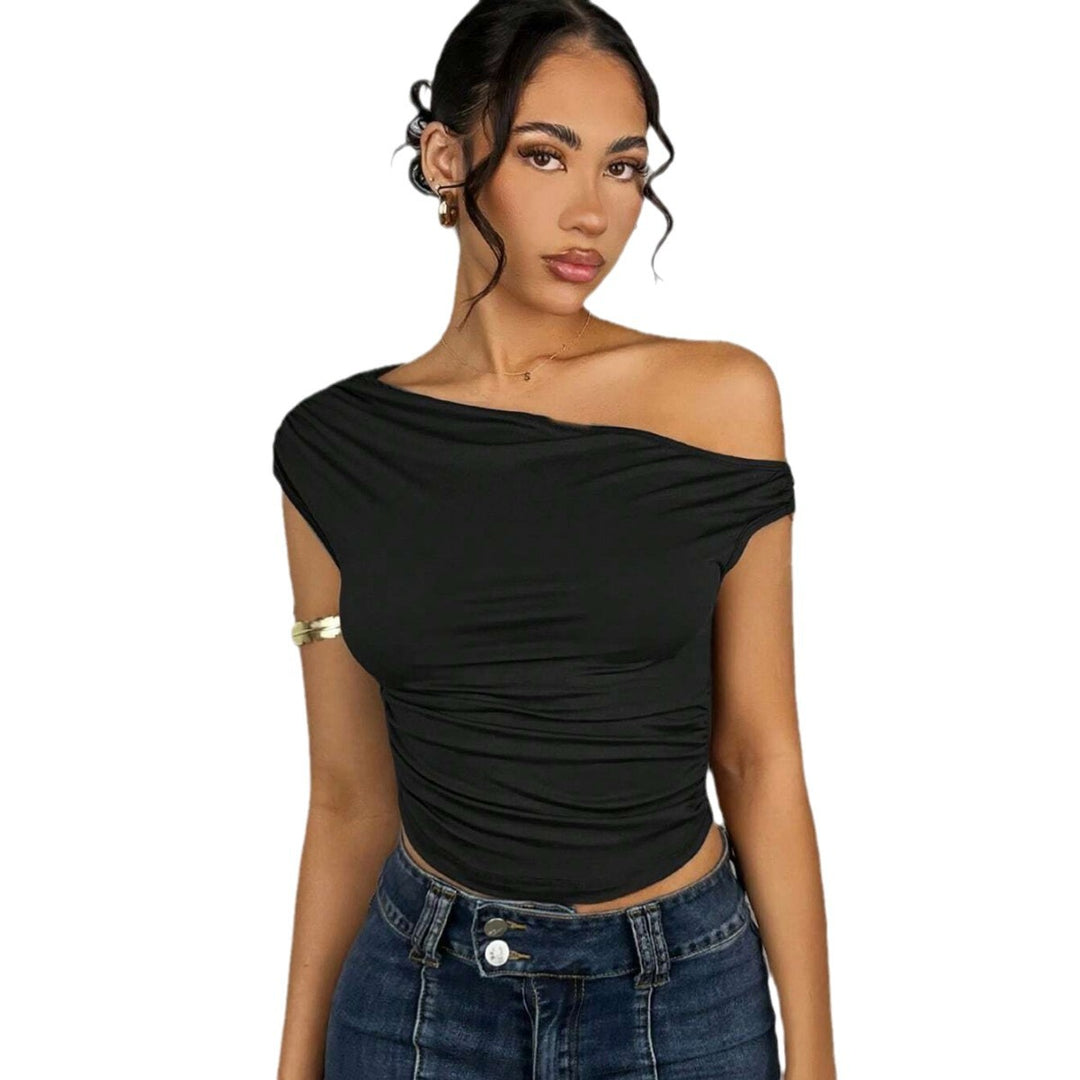 Damen Asymmetrisches Crop-Top mit elegantem Wellendesign und raffiniertem Schnitt Drune