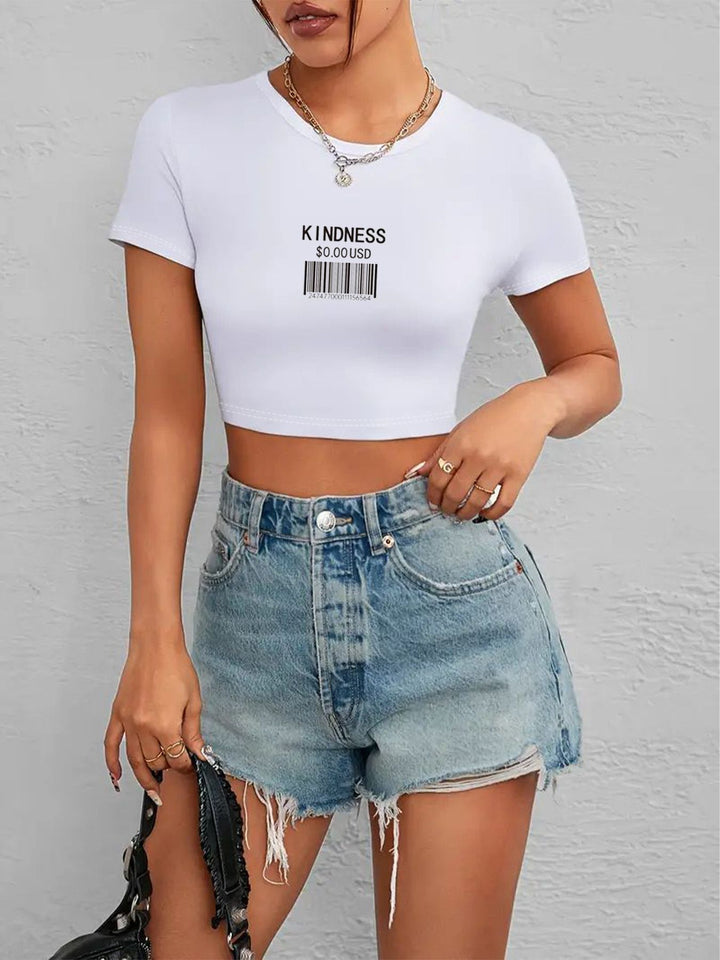Damen Crop-T-Shirt mit auffälligem Statement-Print Drune 1777452337