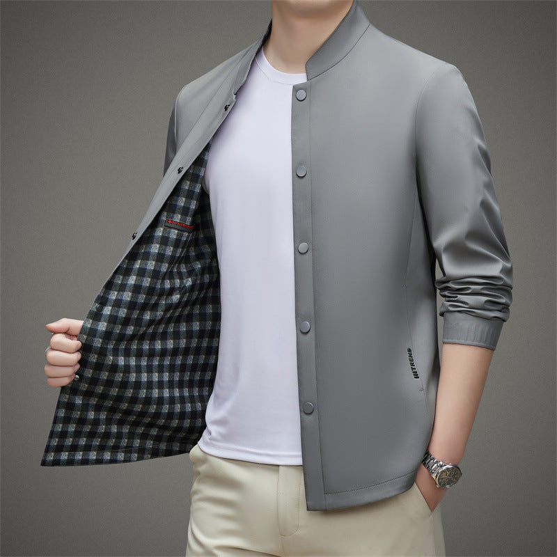 Herren Freizeitjacke mit modernem Stehkragen und praktischen Knopfdetails Drune