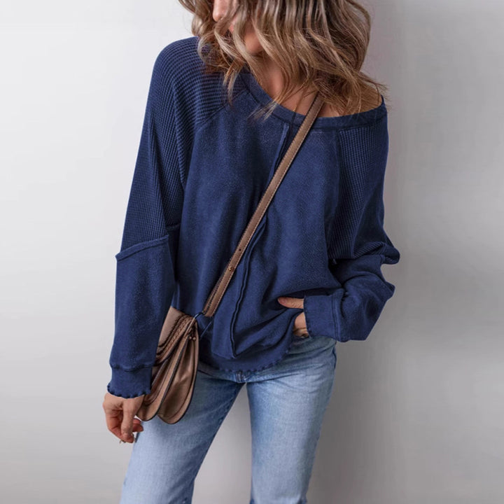 Damen lässiger Pullover mit weitem Ausschnitt Drune