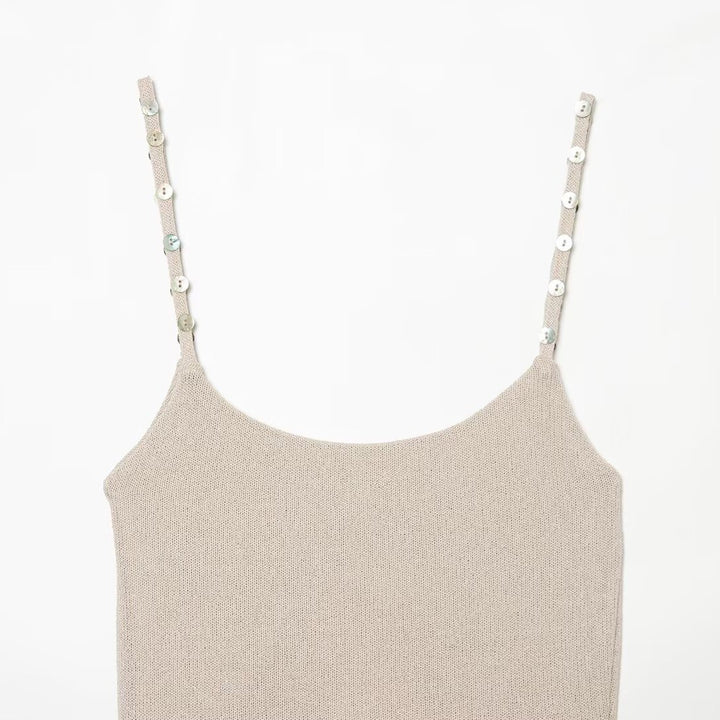 Damen Trägershirt mit feiner Struktur und dekorativen Knöpfen Drune