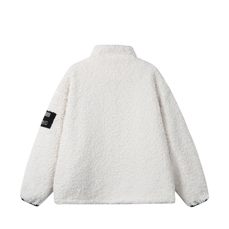 Unisex Teddy‑Fleece Jacke mit Stehkragen, hoher Wärme und kontrastierender Reißverschluss Drune