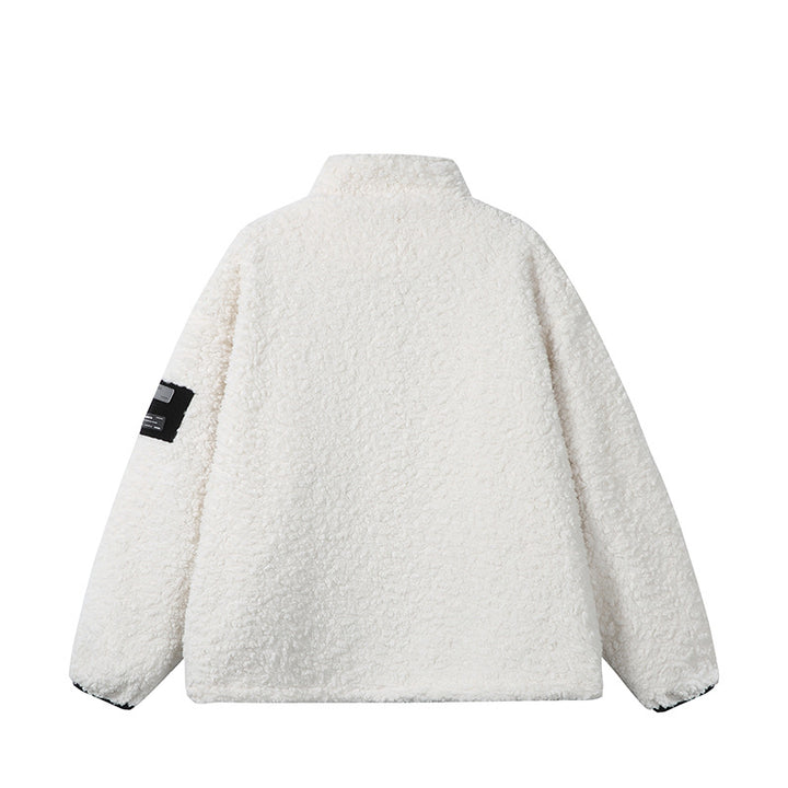 Unisex Teddy‑Fleece Jacke mit Stehkragen, hoher Wärme und kontrastierender Reißverschluss Drune