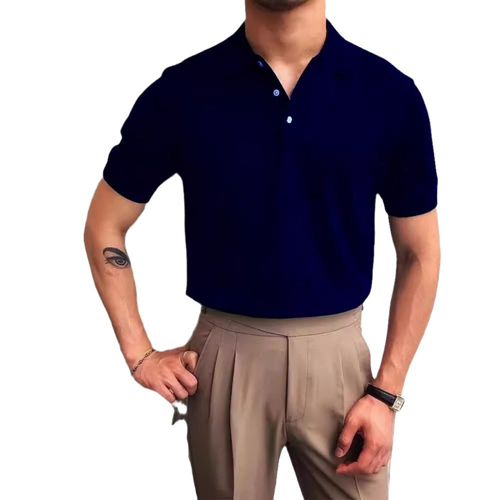 Herren nan Premium-Feinstrick-Poloshirt mit offenem Hemdkragen und dezenter Knopfleiste Drune