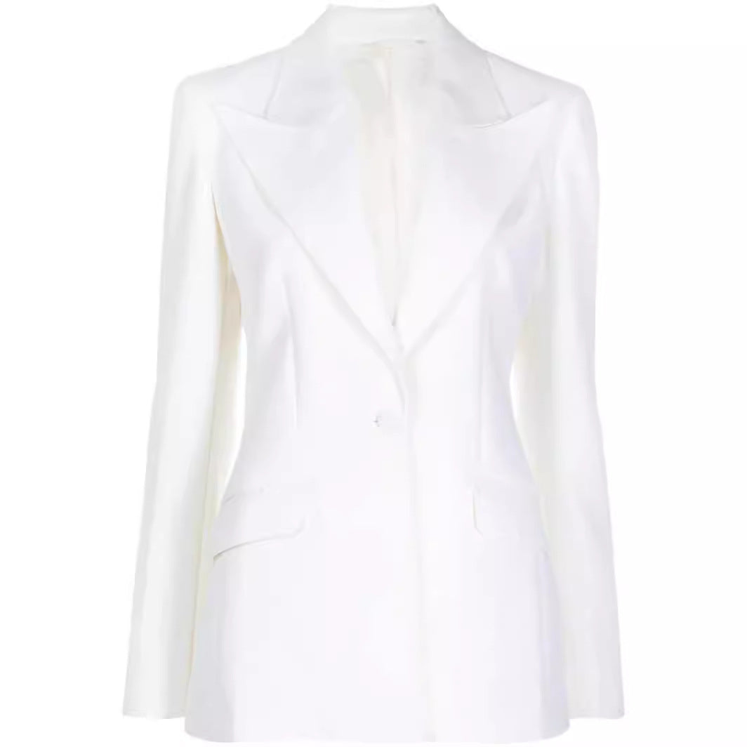 Damen Eleganter Einreihiger Maßgeschneiderter Blazer mit taillierter Schnittführung und weiter Palazzohose Drune